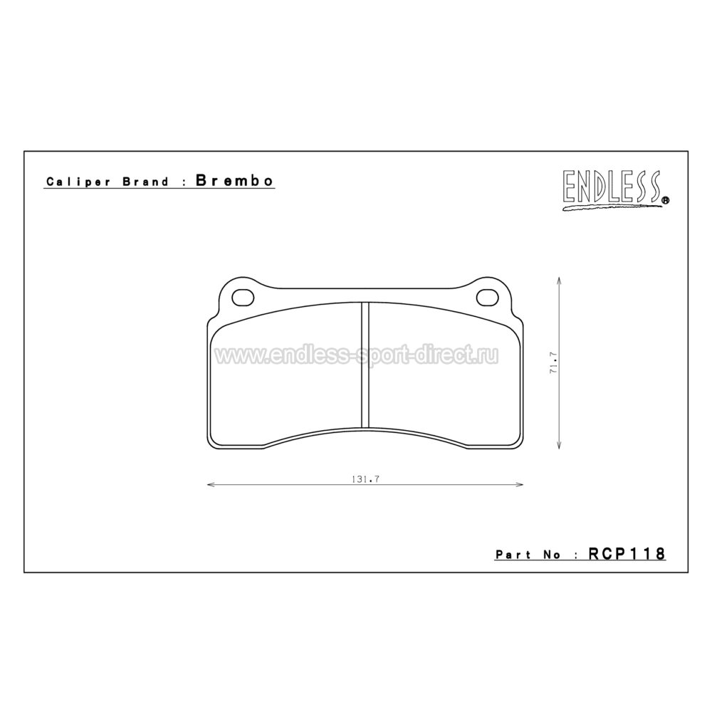 ENDLESS ブレーキパッド RCP118MXPL NISSAN REAR ENDLESS RCP118MX72PLUS I 17.5mm Pads rear for NISSAN GT-R (R35)